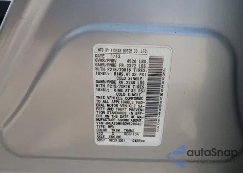 2013 Nissan Rogue S из США, поврежденный, VIN JN8AS5MV4DW629043